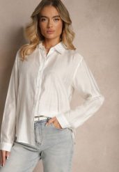 Biała Klasyczna Koszula z Wiskozy Vilnelis. Białe koszule Renee, l, bez wzorów, z jeansu, eleganckie, bez kołnierzyka, bez ramiączek. W wyprzedaży za 41.99 zł.