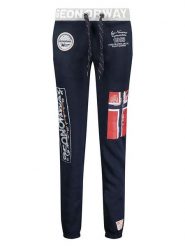 Geographical Norway Spodnie dresowe "Moliere" w kolorze granatowym rozmiar: M. Niebieskie spodnie dresowe Geographical Norway, z aplikacjami, z dresówki. Za 101.23 zł.