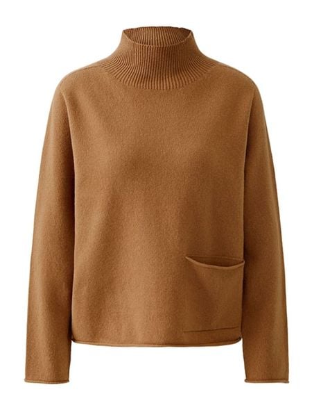 Oui Sweter w kolorze karmelowym rozmiar: 40. Brązowe swetry Oui, bez wzorów, z wełny, bez ramiączek. Za 304.99 zł.