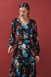 Medicine sukienka kolor czarny midi rozkloszowana. Czarne sukienki MEDICINE, l, bez wzorów, z tkaniny, bez kołnierzyka, bez ramiączek, maxi, rozkloszowane. Za 199.90 zł.
