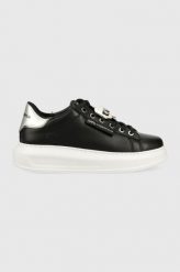 Karl Lagerfeld sneakersy skórzane KL62576K KAPRI kolor czarny. Czarne buty sportowe lifestyle KARL LAGERFELD, bez wzorów, z gumy, sportowe, z okrągłym noskiem, bez zapięcia. Za 969.99 zł.