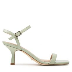 Sandały Guess. Zielone sandały Guess, z aplikacjami, bez obcasa, na szpilce, bez zapięcia. Za 449.99 zł.