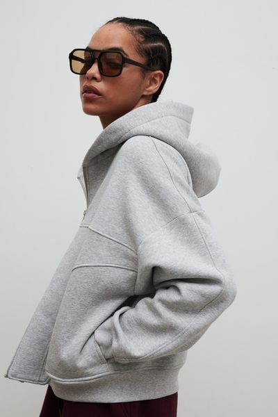 Bluza z kapturem zapinana na zamek w kolorze GREY MELANGE - DESEO. Szare bluzy Marsala, m, bez wzorów, z bawełny, sportowe, bez ramiączek, z kapturem. Za 349.90 zł.