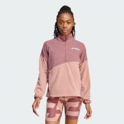 Kurtka Terrex Multi Climawarm Fleece. Brązowe kurtki adidas, l, bez wzorów, z polaru, bez kaptura. W wyprzedaży za 261.60 zł.