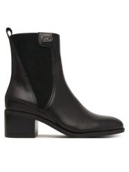 Liu Jo Botki Janice 01 SF6059 P0102 Czarny. Czarne botki Liu Jo, bez wzorów, ze skóry, bez obcasa, na słupku, bez zapięcia. Za 789.99 zł.
