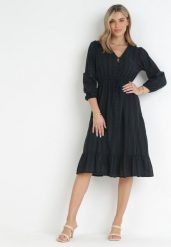 Czarna Sukienka Orethaphaura. Czarne sukienki Born2be, s, bez wzorów, z bawełny, bez kołnierzyka, bez ramiączek, midi. W wyprzedaży za 152.99 zł.