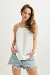 TOP MIA ECRU L - Flawless. Topy Flawless, l, bez wzorów, z dzianiny, eleganckie, bez kołnierzyka, bez ramiączek. Za 105.00 zł.