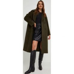 Answear Lab płaszcz wełniany kolor zielony przejściowy dwurzędowy. Zielone płaszcze Answear Lab, l, bez wzorów, z wełny, klasyczne, bez kaptura. Za 549.99 zł.