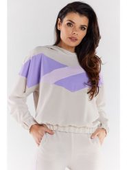 Awama Bluza w kolorze beżowo-lawendowym rozmiar: XL. Brązowe bluzy Awama, xl, bez wzorów, bez ramiączek, z kapturem. Za 107.99 zł.