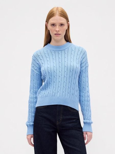 GAP Sweter w kolorze błękitnym rozmiar: M. Niebieskie swetry GAP, m, bez wzorów, z bawełny, bez ramiączek. Za 96.37 zł.