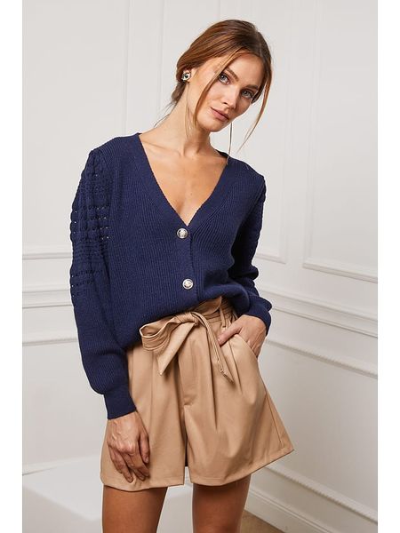 Joséfine Kardigan "Cuvillier" w kolorze granatowym rozmiar: S. Niebieskie swetry Joséfine, s, bez wzorów, z kaszmiru, bez ramiączek. Za 201.95 zł.