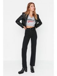 Trendyol Dżinsy - Slim fit - w kolorze czarnym rozmiar: 42. Czarne jeansy Trendyol, bez wzorów, z bawełny, klasyczne, z podwyższonym stanem. Za 145.60 zł.