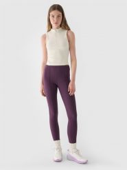 4F Legginsy dzianinowe damskie - fioletowe S. Fioletowe legginsy 4f, bez wzorów, z dzianiny, sportowe. W wyprzedaży za 59.99 zł.