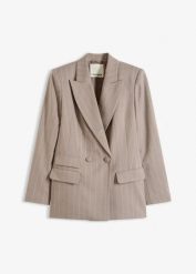 Żakiet w paski. Brązowe marynarki i żakiety bonprix, bez wzorów, eleganckie, bez ramiączek. Za 219.99 zł.
