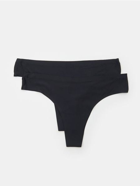 Majtki stringi 2 pack - czarny. Czarne stringi Sinsay, bez wzorów. Za 12.99 zł.