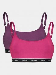 Hugo Komplet 2 biustonoszy topów Twin Bralette 50480158 Różowy. Czerwone biustonosze Hugo, bez wzorów, z bawełny. Za 139.99 zł.