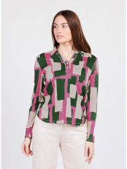 KEY LARGO Bluzka "Collage" w kolorze różowo-ciemnozielonym rozmiar: L. Różowe bluzki KEY LARGO, l, bez wzorów, bez kołnierzyka, bez ramiączek. Za 124.95 zł.