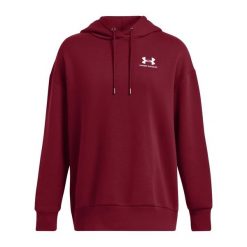Bluza damska Under Armour Essential Flc OS Hoodie. Czerwone bluzy Under Armour, bez wzorów, bez ramiączek, bez kaptura. Za 189.99 zł.