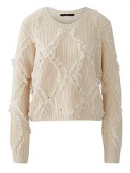 Oui Sweter w kolorze beżowym rozmiar: 38. Brązowe swetry Oui, z aplikacjami, z wełny, bez ramiączek. Za 217.99 zł.