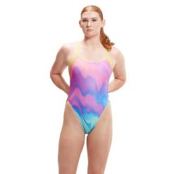 Strój Kąpielowy Speedo Tie Back Pastel Ripples – Różowo/Niebieski - Rozmiar 38. Czerwone stroje jednoczęściowe Speedo, bez wzorów, sportowe. Za 1,092.96 zł.