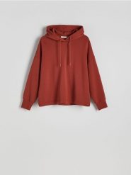 Bluza z kapturem - bordowy. Czerwone bluzy Reserved, l, bez wzorów, z bawełny, z kapturem. W wyprzedaży za 99.99 zł.