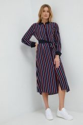 Tommy Hilfiger sukienka kolor granatowy maxi prosta. Niebieskie sukienki Tommy Hilfiger, na co dzień, bez wzorów, z włókna, bez kołnierzyka, bez ramiączek, maxi. Za 849.99 zł.