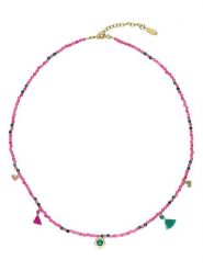 HIPANEMA Pozłacany naszyjnik "Yoyo" z kamieniami szlachetnymi - dł. 43 cm rozmiar: onesize. Różowe naszyjniki HIPANEMA, z materiału, z granatem, pozłacane. Za 76.04 zł.