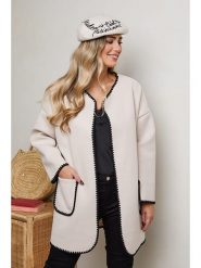 Plus Size Company Kardigan "Joelie" w kolorze kremowym rozmiar: 42. Brązowe swetry Plus Size Company, plus size, bez wzorów, klasyczne, plus size, bez ramiączek. Za 96.60 zł.