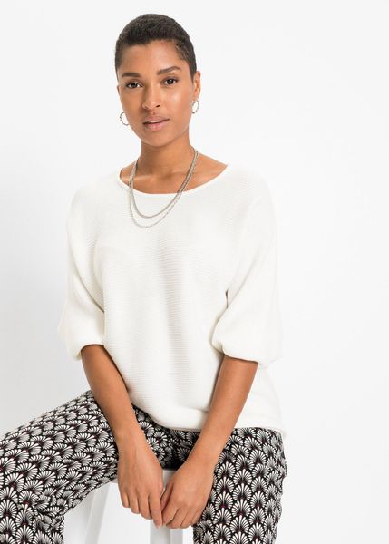 Sweter oversize w prążek z mieszanki wiskozy. Czerwone swetry bonprix, bez wzorów, prążkowane, bez ramiączek. Za 109.99 zł.