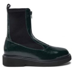Botki Unisa. Zielone botki Unisa, bez wzorów, bez obcasa, na płaskiej podeszwie, bez zapięcia. Za 339.99 zł.