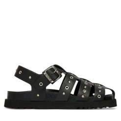 Sandały Scholl. Czarne sandały Scholl, bez wzorów, bez obcasa, na płaskiej podeszwie, bez zapięcia. Za 589.99 zł.