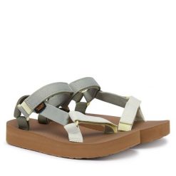 Sandały Teva. Zielone sandały Teva, bez wzorów, bez obcasa, na koturnie, bez zapięcia. Za 329.99 zł.