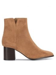 JENNY Botki WYL2719-3 Brązowy. Brązowe botki Jenny, bez wzorów, bez obcasa, na słupku, bez zapięcia. Za 159.99 zł.