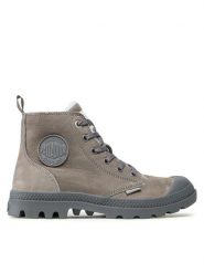 Palladium Trapery Pampa Hi Zip Wl 95982-055-M Szary. Szare traperki Palladium, bez wzorów, z nubiku, bez obcasa, bez zapięcia. Za 499.99 zł.