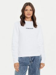 Guess Jeans Bluza W4YQ10 KC811 Biały Regular Fit. Białe bluzy Guess Jeans, xxl, z aplikacjami, z bawełny, bez kaptura. Za 159.99 zł.