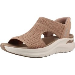 Sandały SKECHERS 119466S Brązowy. Brązowe sandały Skechers, bez wzorów, z tkaniny, bez obcasa, bez zapięcia. Za 263.99 zł.