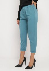 Niebieskie Spodnie 3/4 z Gumką w Talii i Kieszeniami Saivie. Niebieskie jeansy Born2be, l, bez wzorów, z jeansu, eleganckie. W wyprzedaży za 50.99 zł.