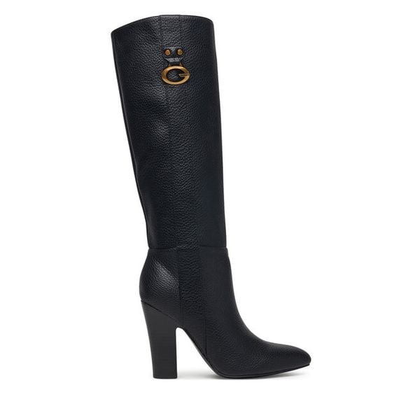 Kozaki Guess. Czarne kozaki Guess, z aplikacjami, bez obcasa, na słupku, bez zapięcia. Za 824.99 zł.