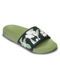 Klapki basenowe damskie SLIPPY IV. Czerwone klapki Roxy, bez wzorów, z gumy, bez obcasa, bez zapięcia. Za 129.99 zł.