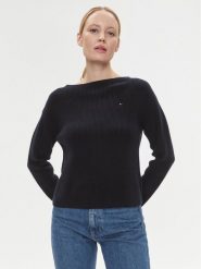 Tommy Hilfiger Sweter WW0WW40345 Granatowy Relaxed Fit. Niebieskie swetry Tommy Hilfiger, xxl, bez wzorów, z bawełny, bez ramiączek. Za 969.99 zł.
