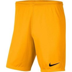 Spodenki dla dzieci Nike Dry Park III NB K ciemnożółte BV6865 739. Żółte szorty Nike, bez wzorów, sportowe. Za 44.00 zł.