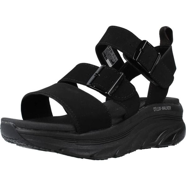 Sandały SKECHERS DLUX WALKER RETRO COSMOS Czarny. Czarne sandały Skechers, bez wzorów, z syntetyku, retro, bez obcasa, bez zapięcia. Za 219.99 zł.