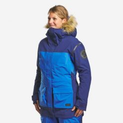 Second Life - Parka trekkingowa damska Forclaz Arctic 900 -33°C wodoodporna. Niebieskie płaszcze FORCLAZ, na zimę, l, bez wzorów, z futra, biznesowe, bez kaptura. Za 799.00 zł.