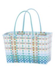 Overbeck and Friends Shopper bag "Billie" w kolorze błękitno-turkusowym - 43 x 28 x 23 cm rozmiar: onesize. Niebieskie shopper bag Overbeck and Friends, bez wzorów, z materiału, na ramię, bez dodatków. Za 154.43 zł.