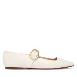 Baleriny Calvin Klein. Białe baleriny Calvin Klein, bez wzorów, bez obcasa, bez zapięcia. Za 489.99 zł.
