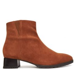 Botki Ara. Brązowe botki ara, bez wzorów, bez obcasa, na słupku, bez zapięcia. Za 519.99 zł.
