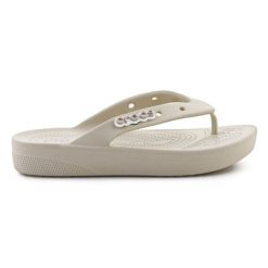 Japonki Crocs Classic Platform Flip 207714-2Y2 beżowy. Brązowe japonki bez wzorów, eleganckie. Za 303.63 zł.