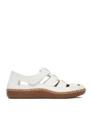 Rieker Półbuty CEO-N2453-80 Biały. Białe półbuty wsuwane Rieker, bez wzorów, ze skóry, bez obcasa, na płaskiej podeszwie. Za 349.99 zł.