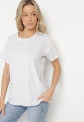 Jasnoszary Gładki T-shirt z Bawełny o Klasycznym Kroju Natime. Szare t-shirty Born2be, l, bez wzorów, z bawełny, klasyczne, bez kołnierzyka, bez ramiączek. W wyprzedaży za 38.24 zł.