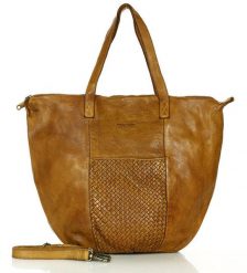 Shopper bag skórzany MARCO MAZZINI camelowy VS1b. Shopper bag bez wzorów, ze skóry, duże, bez dodatków. Za 539.00 zł.